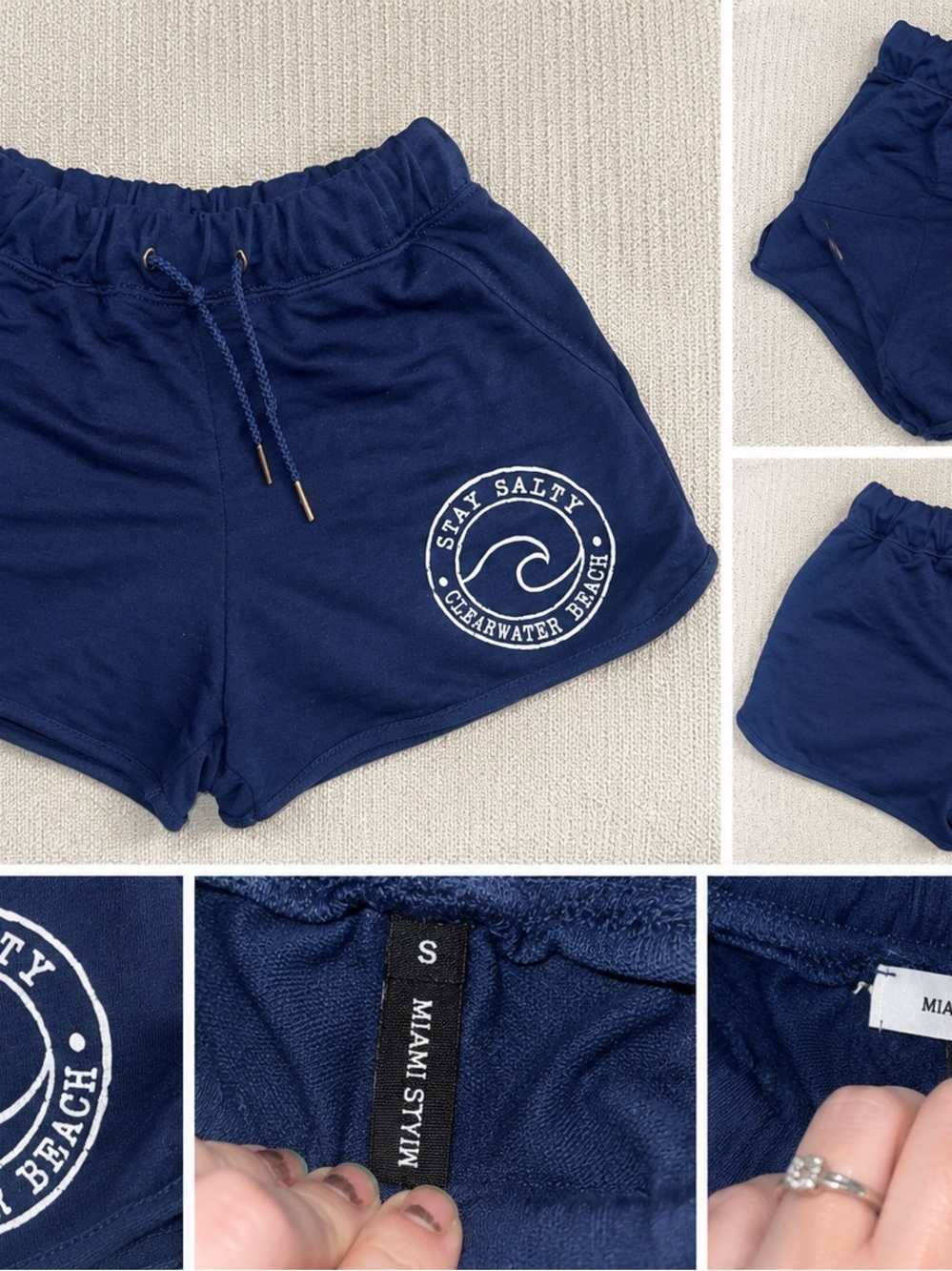miami Navy Blue Athletic Shorts with Stay Salty Logo